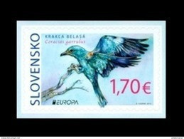 Slovaquie 2019 Yvert 765 EUROPA Non Dentelé Auto Adhésif Oiseau Le Rollier D'Europe Coracias Garrulus - Unused Stamps