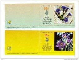 2 Carnets Nature Fleurs Gentiane 1995 De 10 Et 5 Timbres C 181 - 182 / Booklet  Flowers 1995  Mi 4-5 (217-218) - Ungebraucht