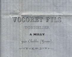 BOURGOGNE GRANDS VINS 1876 ENTETE Vocoret Tonnelier Milly Près Chablis Yonne => Chambon Commissionnaire En Vin à Bassou - 1800 – 1899