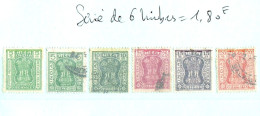 INDE >> SERIE De 6 TIMBRES DE SERVICE OBLITERES Pour 1.80 EUROS SEULEMENT -TRES BON ETAT -REF-0-0-TPL-25-5 - Official Stamps