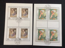 1998 Oblitéré Art 2 Feuillets De 4 Timbres Jan Preisler Et Navratil YT 196 197 - Blocks & Kleinbögen