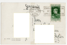 CARTOLINA 1936 STORIA POSTALE VATICANO FRANCOBOLLO C.25 ESPOSIZIONE STAMPA CATTOLICA VATICAN STAMP - Brieven En Documenten