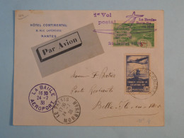 DB12 FRANCE  BELLE LETTRE  RR MEETING AERIEN LA BAULE ++ ++1938 HOTEL CONTINENTAL .A BELLE ILE++AFF. INTERESSANT+++ - 1927-1959 Lettres & Documents