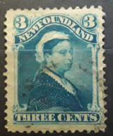 TERRE NEUVE NEWFOUNDLAND 1880 , Yvert 37 , Queen Victoria,  3 C Bleu Pale ,  O TB - 1865-1902