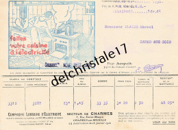 88 0090 CHARMES-SUR-MOSELLE VOSGES 1936 Cie Lorraine D'Électricité Publicité Au Dos Lampes MAZDA à BLAISE - Electricity & Gas