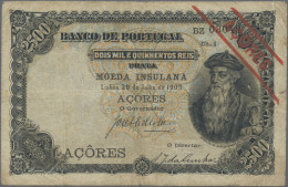 Azores: Banco De Portugal With Overprint "MOEDA INSULANA - AÇORES", 2500 Reis 30 - Portugal