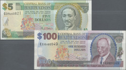 Barbados: Central Bank Of Barbados, Lot With 5 Banknotes, ND(1995-2000) Series, - Barbados