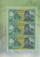 Brunei - Banknotes: State Bank Of Brunei Darussalam, Uncut Sheet With 3 Pieces 5 - Brunei