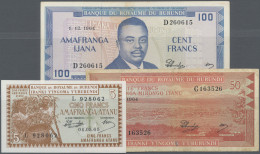 Burundi: Banque Du Royaume Du Burundi, Set With 3 Banknotes, Series 1964-1965, W - Burundi