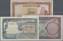 Cambodia: Banque Nationale Du Cambodge, Lot With 3 Banknotes, Series ND(1955-56) - Cambodja