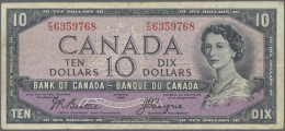 Canada: Bank Of Canada, 1 And 10 Dollars 1954, "Devil's Face" Notes With Signatu - Canada