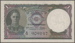 Ceylon: Government Of Ceylon 1 Rupee 1941, P.34, Without Pinholes In Perfect UNC - Sri Lanka