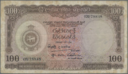 Ceylon: Central Bank Of Ceylon, 100 Rupees 1956, P.61, Very Rare Banknote In Sti - Sri Lanka