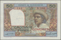 Comoros: BANQUE DE MADAGASCAR ET DES COMORES, Pair With 50 And 100 Francs ND(196 - Comore