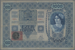 Czechoslovakia: Republika Československá, Lot With 3 Banknotes 1919 Stamp Issue, - Tchécoslovaquie