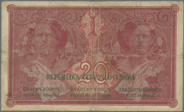 Czechoslovakia: REPUBLIKA ČESKOSLOVENSKÁ, Lot With 5 Banknotes, Series 1919, Wit - Tschechoslowakei