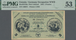 Estonia: Ostland Spinnstoffwaren-Punktwertschein, 3 Punkte 1945, P.NL (Ro.ES10a) - Estonia