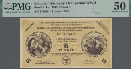 Estonia: Ostland Spinnstoffwaren-Punktwertschein, 5 Punkte 1945, P.NL (Ro.ES11a) - Estonia