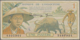 French Indochina - Bank Notes: Banque De L'Indochine, 1 Piastre ND(1944), P.74, - Indochina