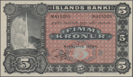 Iceland: Islands Banki, 5 Kronur 1920 Remainder With One Signature Only, P.15r I - Island