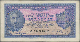 Malaya: Board Of Commissioners Of Currency – Malaya, 10 Cents, 15th August 1940, - Malesia