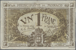 Monaco: Principauté De Monaco, 1 Franc 1920, Series A, P.4a, Minor Margin Split, - Mónaco