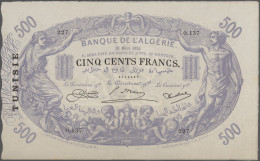 Tunisia: Banque De L'Algérie - TUNISIE, 500 Francs 28.3.1924, P.5b, Exceptional - Tunisie