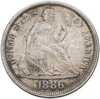 Vereinigte Staaten Von Amerika: 1 Silber Dime 1886, KM A92; Fast Vorzüglich. - Other & Unclassified