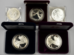 Vereinigte Staaten Von Amerika: Silver Eagle: 1990 + 1991 In St Sowie 1993 + 199 - Altri & Non Classificati
