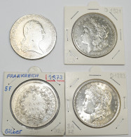 Alle Welt: Lot 4 Silbermünzen; Habsburg 1 Kronentaler 1796 B, Frankreich 5 Franc - Autres & Non Classés