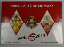 Monaco: Albert II. 2005-,: Kursmünzensatz 2017, 1 Cent Bis 2 Euro, Im Folder Wie - Mónaco