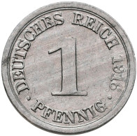 Umlaufmünzen 1 Pf. - 1 Mark: 1 Pfennig 1916 G, Aluminium, Jaeger 300. Sehr Selte - Taler En Doppeltaler