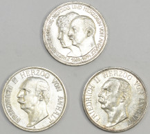 Anhalt: Friedrich II. 1904-1918: 3 Mark 1909 + 1911, Jaeger 23. Kratzer, Sehr Sc - Taler & Doppeltaler