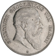 Baden: Friedrich I. 1852-1907: Komplette Serie 5 Mark 1902/1903/1904/1907 G, Jae - Taler Et Doppeltaler