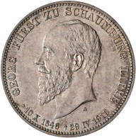 Schaumburg-Lippe: Georg 1893-1911: 3 Mark 1911 A, Auf Seinen Tod, Jaeger 166. Sc - Taler Et Doppeltaler