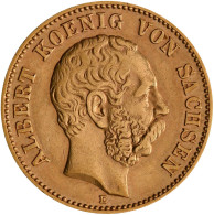 Sachsen - Anlagegold: Albert 1873-1902: 20 Mark 1876 E, Jaeger 262. 7,92 G, 900/ - 5, 10 & 20 Mark Oro