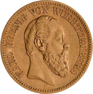 Württemberg - Anlagegold: Karl 1864-1891: 20 Mark 1873 F, Jaeger 290. 7,92 G, 90 - 5, 10 & 20 Mark Or