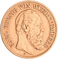 Württemberg - Anlagegold: Karl 1864-1891: 10 Mark 1874 F, Jaeger 292. 3,982 G, 9 - 5, 10 & 20 Mark Gold