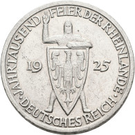 Weimarer Republik: 3 Reichsmark 1925 A, 1000 Jahrfeier Rheinlande, Jaeger 321. W - Sonstige & Ohne Zuordnung