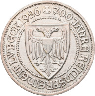 Weimarer Republik: 3 Reichsmark 1926 A, Lübeck, 750 Jahre Reichsfreiheit, Jaeger - Sonstige & Ohne Zuordnung