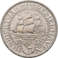 Weimarer Republik: 3 Reichsmark 1927 A, Bremerhaven, Jaeger 325, Vorzüglich. - Sonstige & Ohne Zuordnung