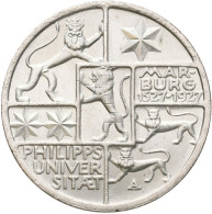 Weimarer Republik: 3 Reichsmark 1927 A, Universität Marburg, Jaeger 330, Vorzügl - Sonstige & Ohne Zuordnung