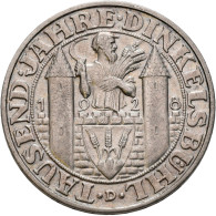 Weimarer Republik: 3 Reichsmark 1928 D, Dinkelsbühl, Jaeger 334. Randschrift Tei - Autres & Non Classés