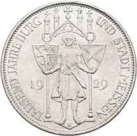 Weimarer Republik: 3 Reichsmark 1929 E, Meißen, Jaeger 338, Vorzüglich. - Other & Unclassified