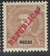 Portugal Macau 1911 D. Carlos I REPUBLICA Condition MH OG Mundifil #154 - Nuevos
