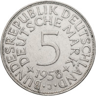 Bundesrepublik Deutschland 1948-2001: 5 DM Kursmünze 1958 J, Nur 60.000 Ex., Jae - Otros & Sin Clasificación