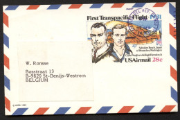UXC19 Air Mail Postal Card Properly Used Maria Del Rey CA To BELGIUM 1982 Cat. $27.50 - 1981-00
