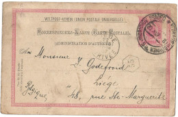 Entier Postaux Autriche Obliteration Jindřichův Hradec-neuhau Buhmen Arrivée A Liege 1907 - Letter-Cards