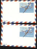 UXC20 2 Air Mail Postal Cards VARIANTS OF FLUORESCENCE Mint 1982 - 1981-00