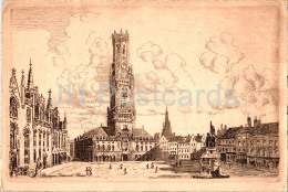 Bruges - Brugge - Grand Place - Illustration - Old Postcard - Belgium - Used - Brugge